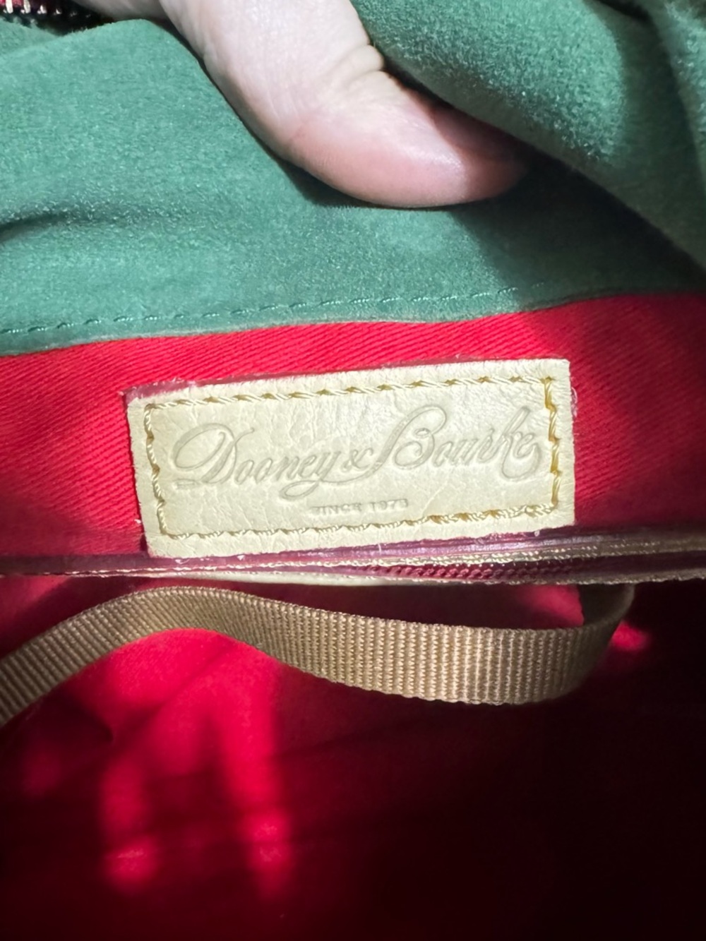 Dooney & Bourke Cream Leather Shoulder Bag with Brown Straps - Picture 6 of 7